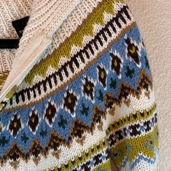 Moda International Multicolor Patterned Cardigan sz s wool blend knit colorful - Picture 5 of 9